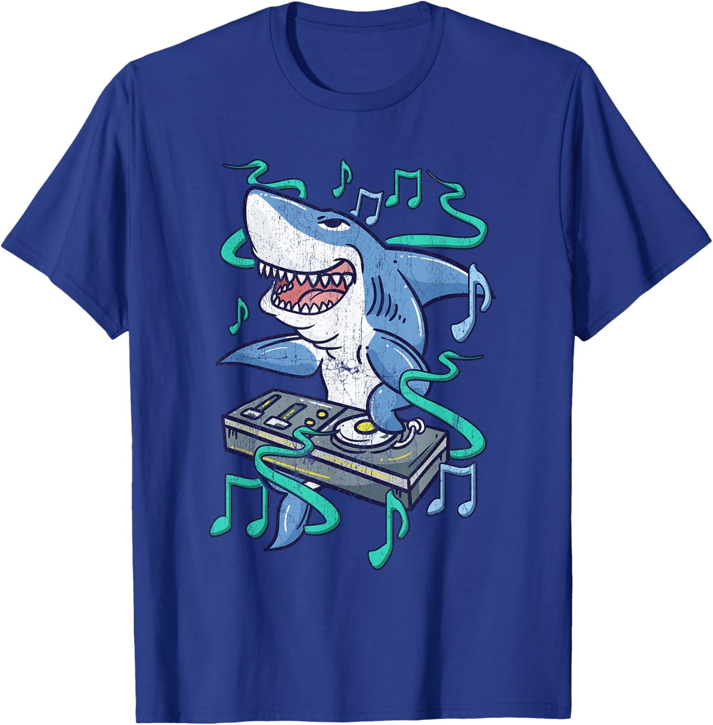 Funny Shark DJ - Party Dance Club - Disk Jockey EDM T-Shirt - T-Shirt | Royal