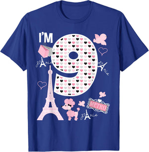 Paris 9th Birthday Girl Paris 9 Year Old Matching Family T-Shirt - T-Shirt | Royal