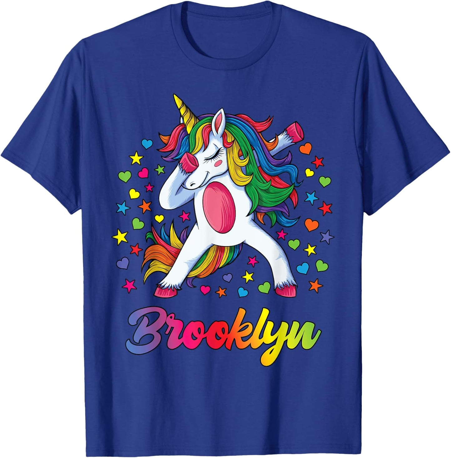 Brooklyn Dabbing Unicorn Rainbow Personalized Name Custom T-Shirt - T-Shirt | Royal