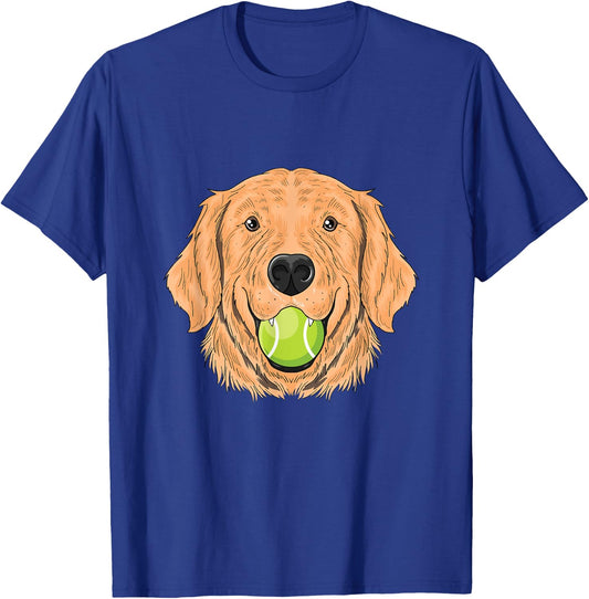 Dog Tennis Ball Golden Retriever Court Racket Trainer Gift T-Shirt - T-Shirt | Royal