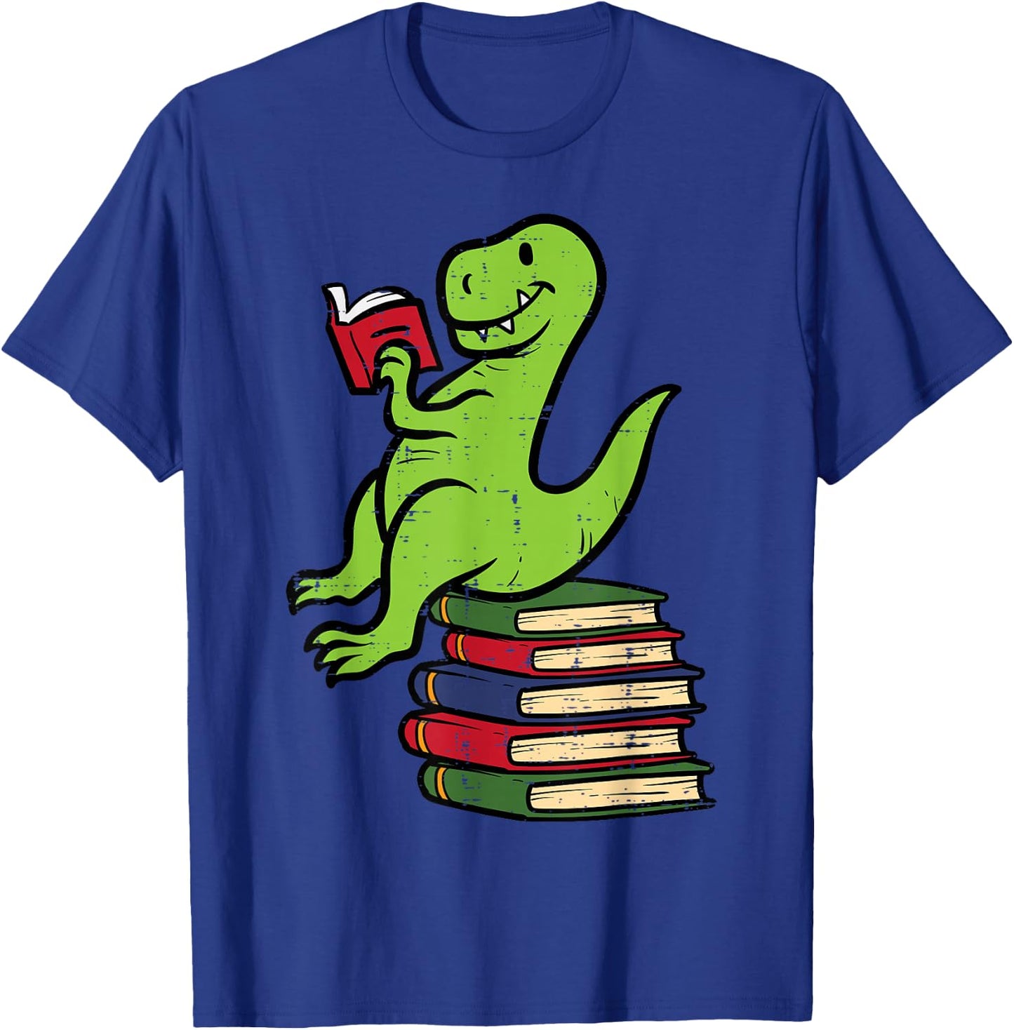 Dino Reading Read Reading Librarian Book Men Boys Kids T-Shirt - T-Shirt | Royal