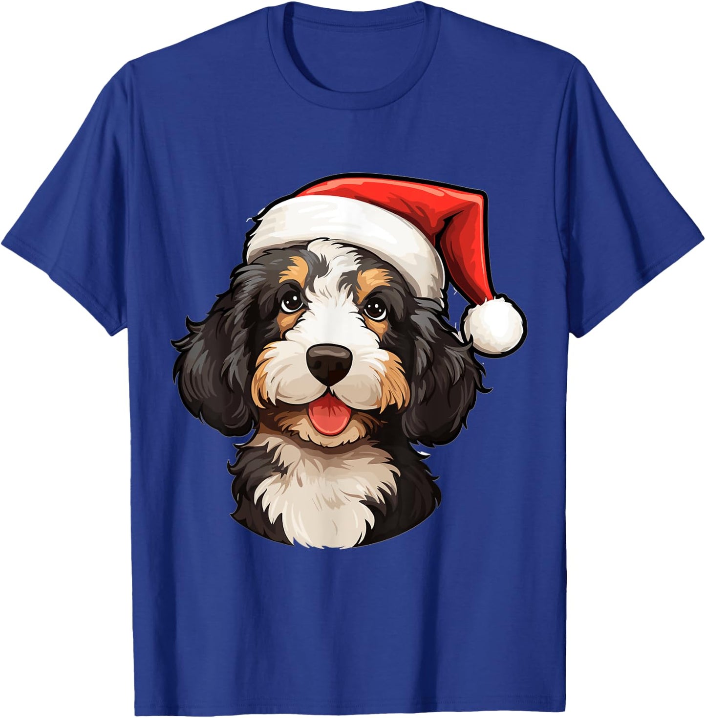 Bernedoodle Dog Breed with a Christmas Hat Men Women Kids T-Shirt - T-Shirt | Royal