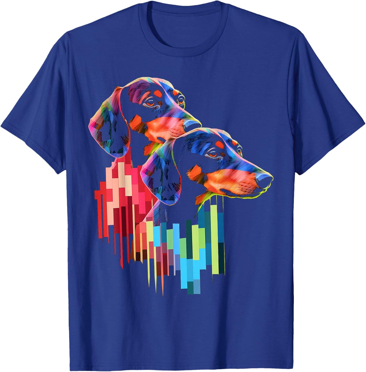 Dachshund Colorful Pet Art Animal Abstract Graphic Dog T-Shirt - T-Shirt | Royal