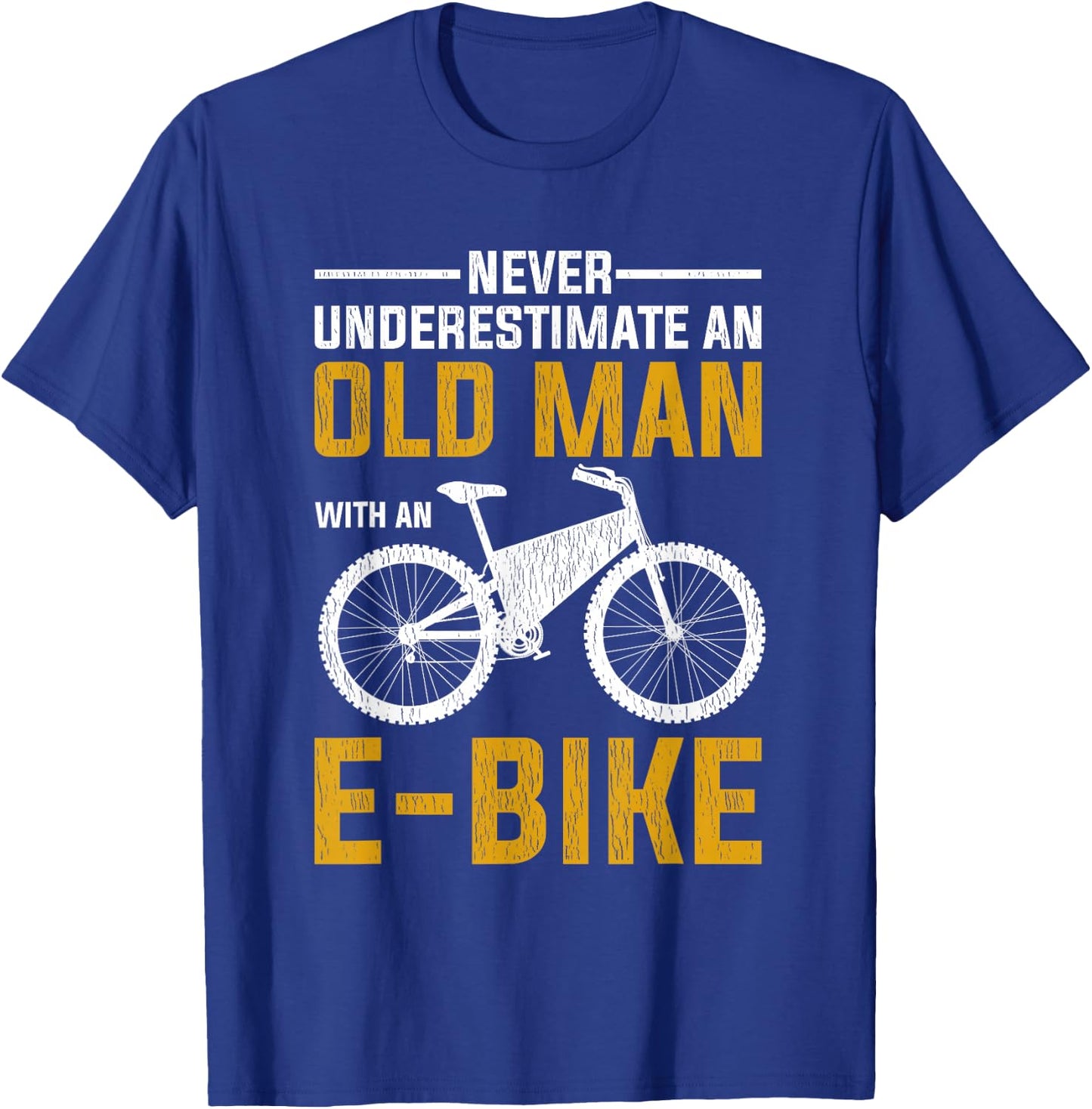 Funny Electric Bike Design Old Man with an E-Bike T-Shirt - T-Shirt | Royal