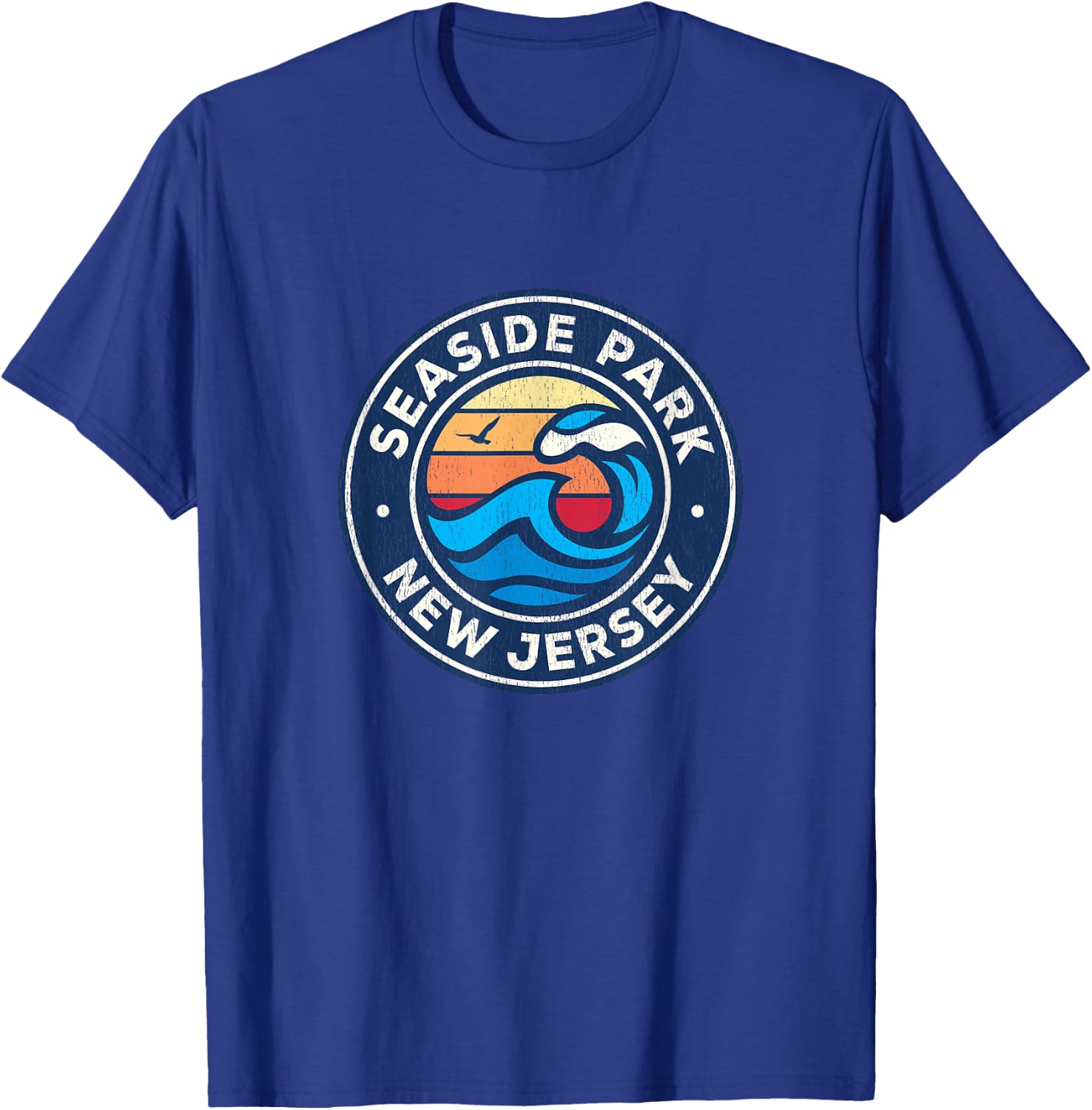 Seaside Park New Jersey NJ Vintage Nautical Waves Design T-Shirt - T-Shirt | Royal