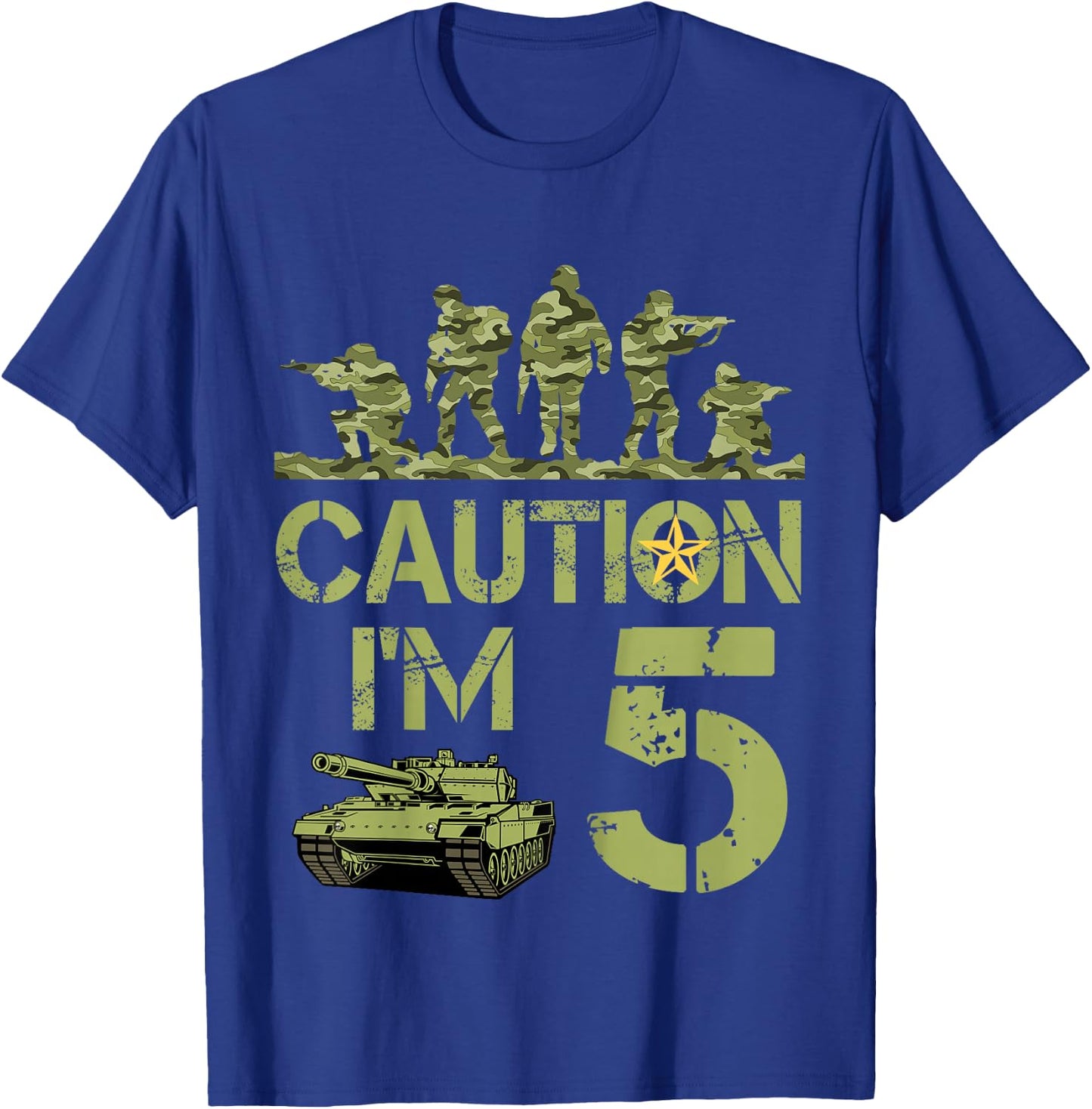 Kids 5th Birthday Military I'm 5 Year Old Soldier Camo 5 Birthday T-Shirt - T-Shirt | Royal