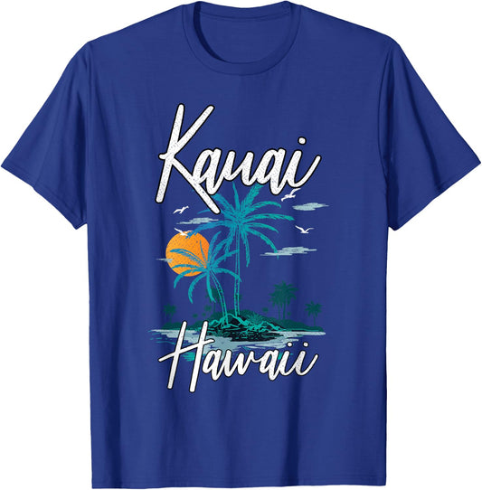 Family Vacation Retro Sunset Hawaii Kauai T-Shirt - T-Shirt | Royal