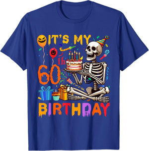 It's My 60th Birthday Halloween Skeleton Matching Party T-Shirt - T-Shirt | Royal