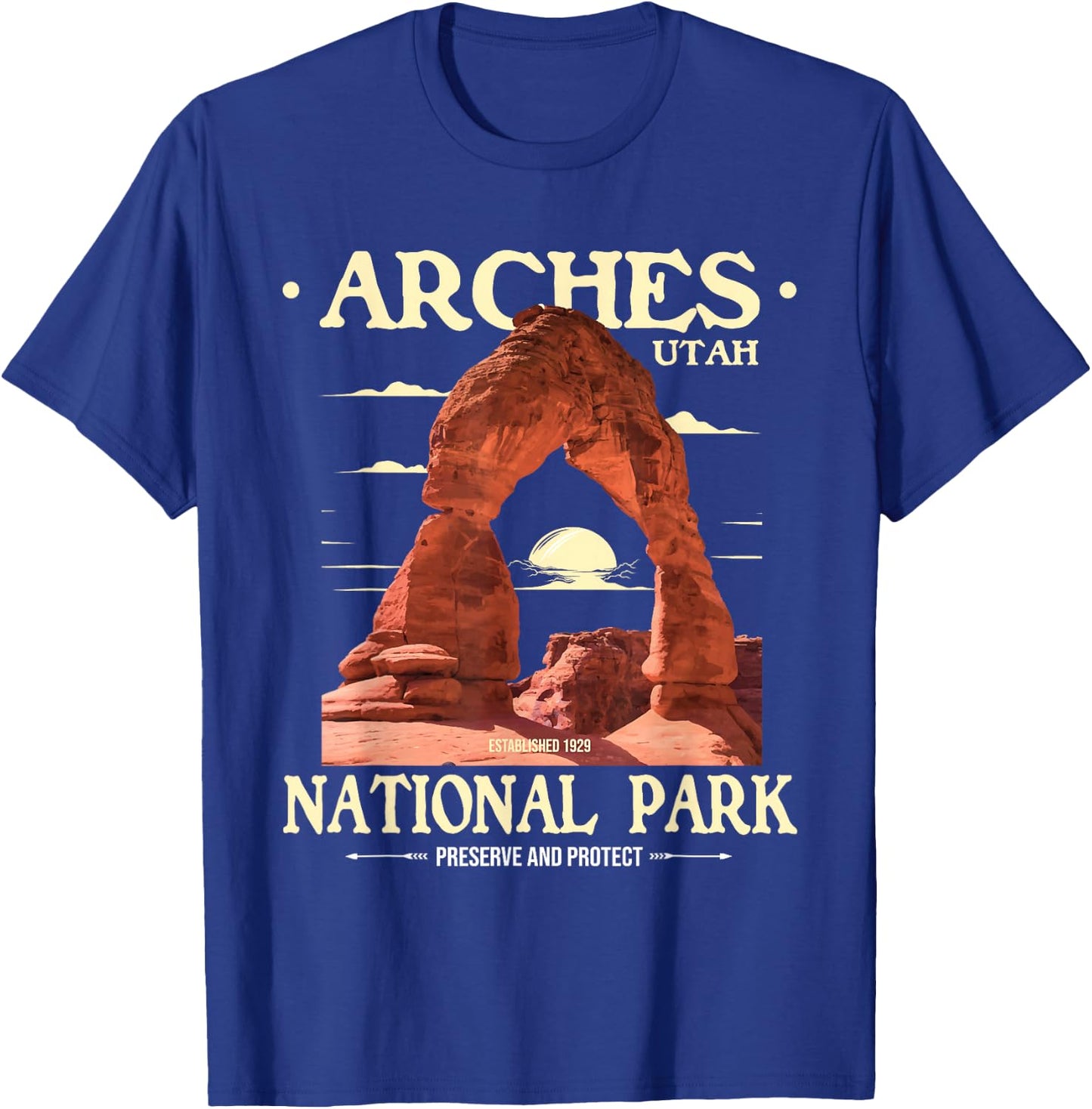 Arches National Park - Retro Hiking & Camping Lover T-Shirt - T-Shirt | Royal