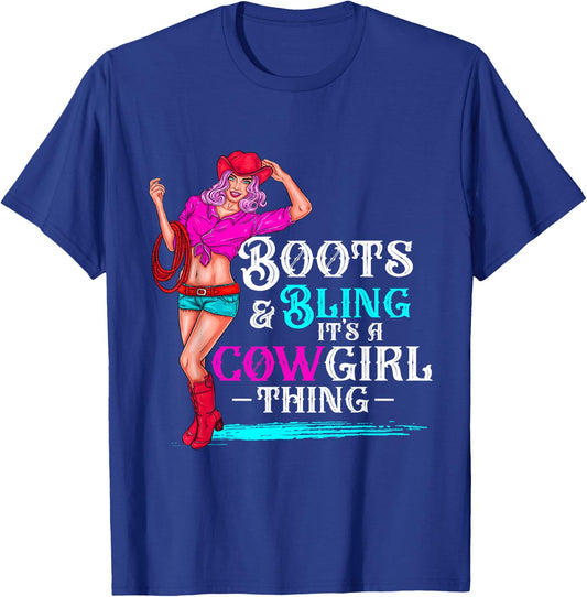 boots & bling it's a cowgirl thing Western women T-Shirt - T-Shirt | Royal