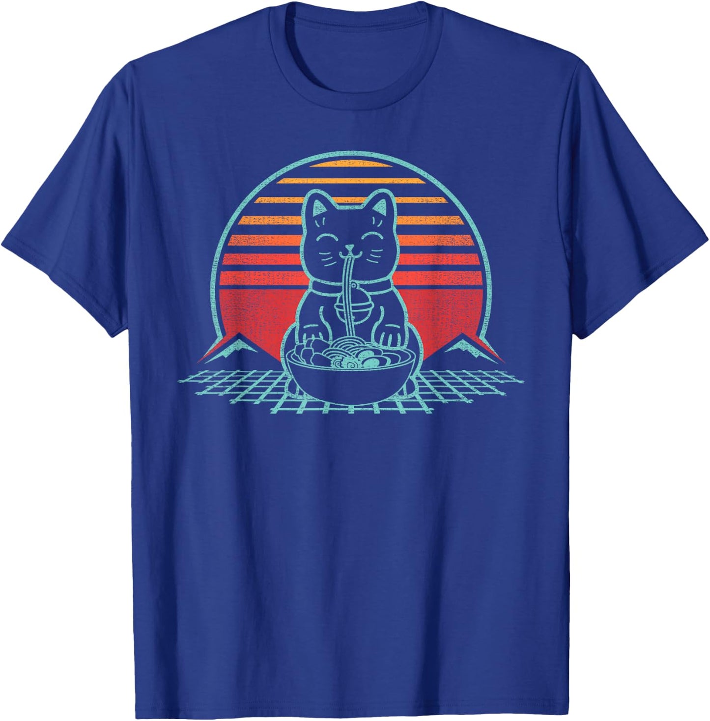 Anime Ramen Cat Retro Japanese Noodles Kawaii Funny T-Shirt - T-Shirt | Royal