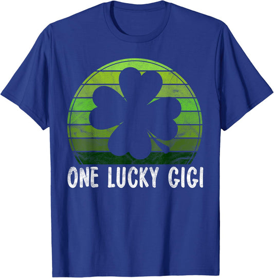 One Lucky Gigi Gift Shamrock Sunset Irish St Patricks Day T-Shirt - T-Shirt | Royal