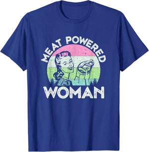 Vintage Meat Powered Woman Carnivore Meat Eater T-Shirt - T-Shirt | Royal