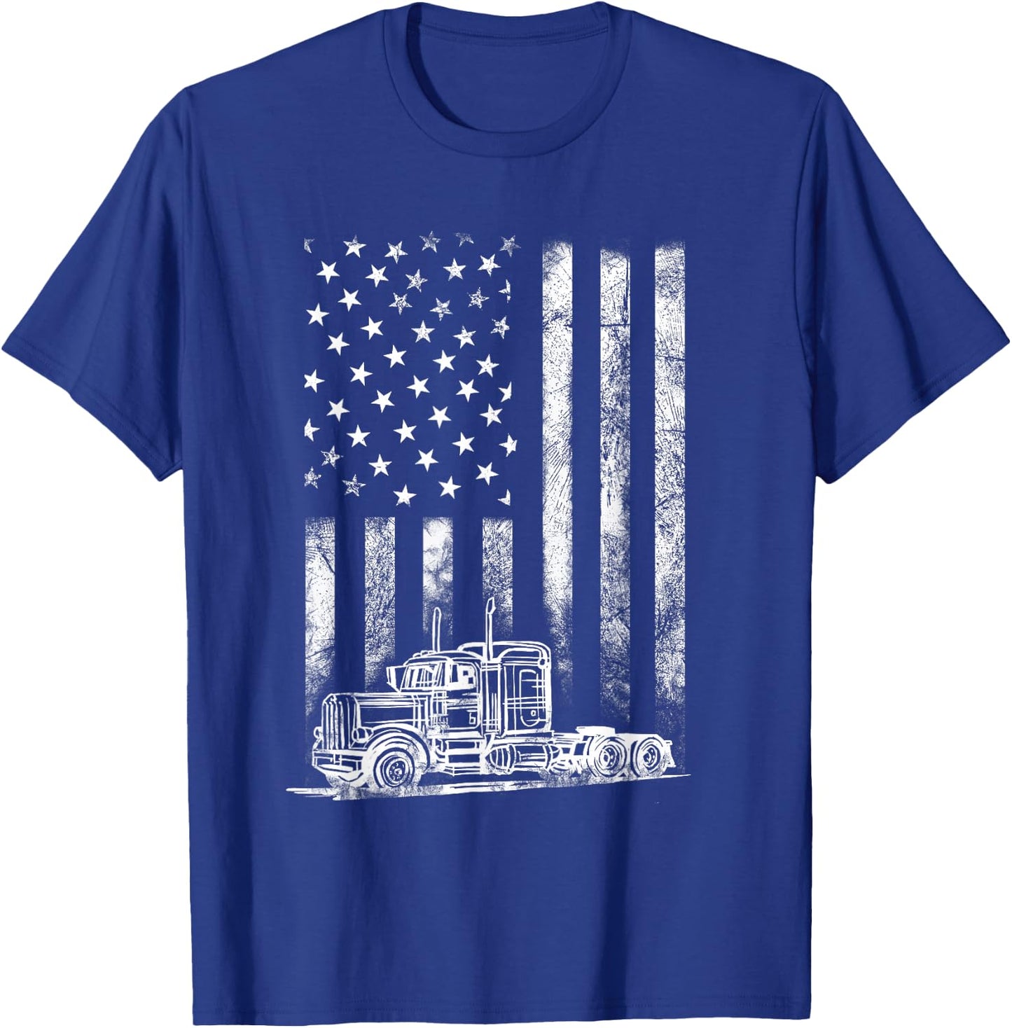 Truck Driver American Flag Trucker Vintage Men Women Gift Small T-Shirt - T-Shirt | Royal