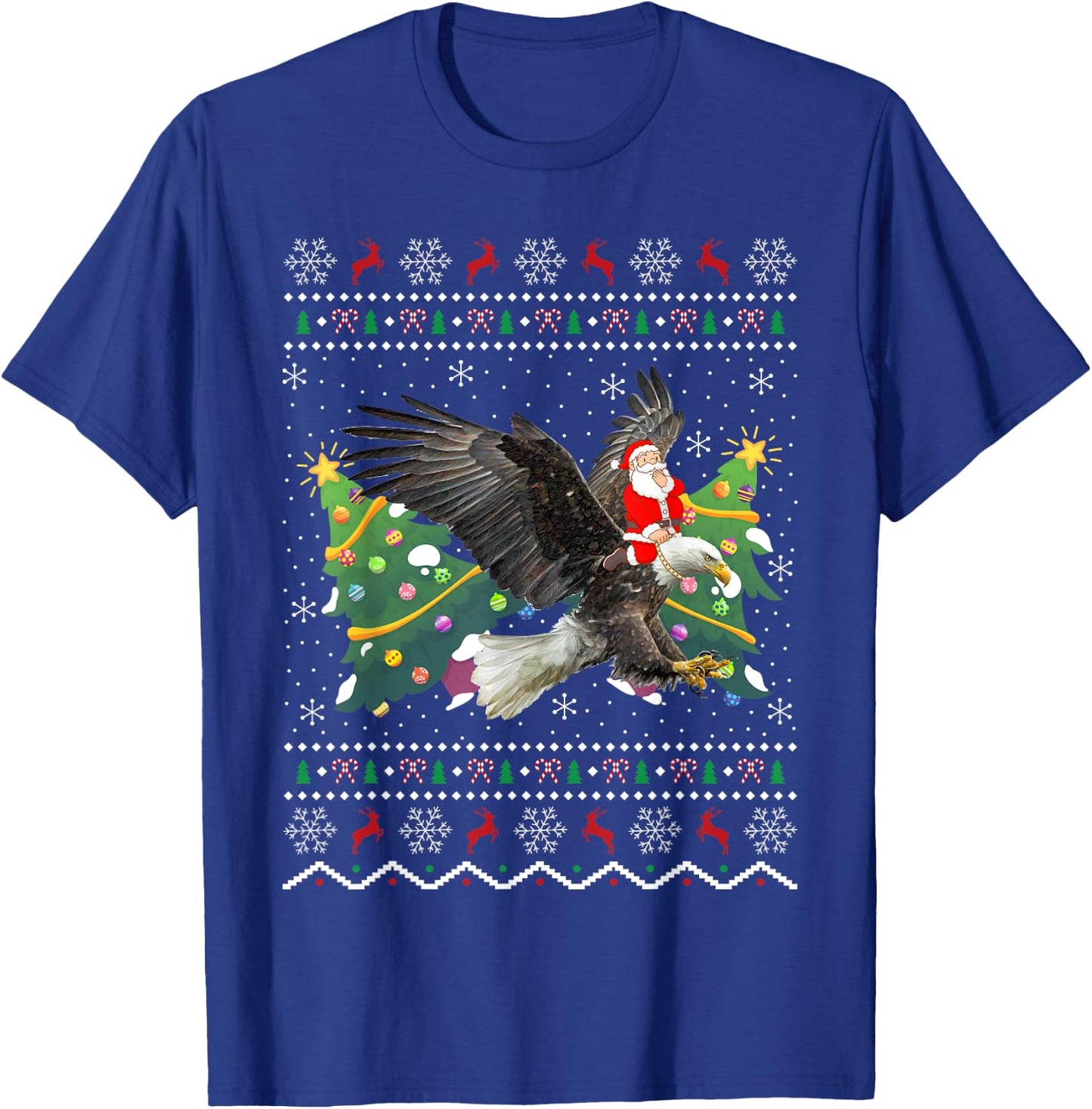 Eagle Lover Gift Ugly Santa Riding Eagle Christmas T-Shirt - T-Shirt | Royal