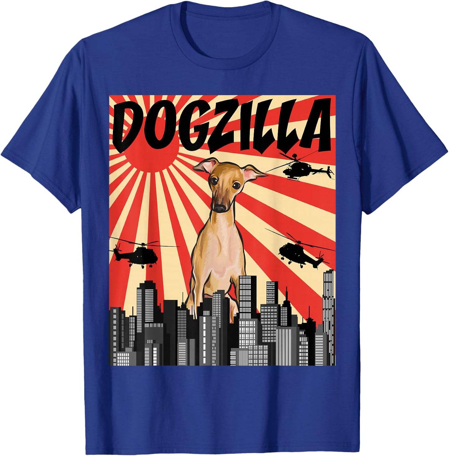 Funny Retro Japanese Dogzilla Italian Greyhound T-Shirt - T-Shirt | Royal