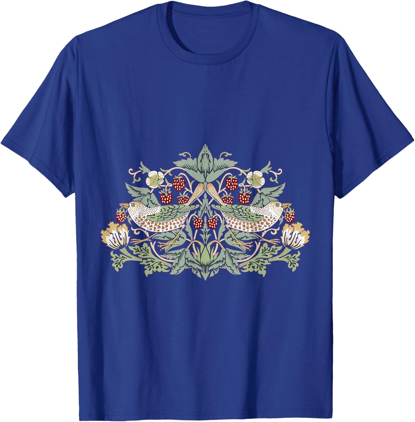 Pixelchicken William Morris Strawberry Thief Bird , Small T-Shirt - T-Shirt | Royal