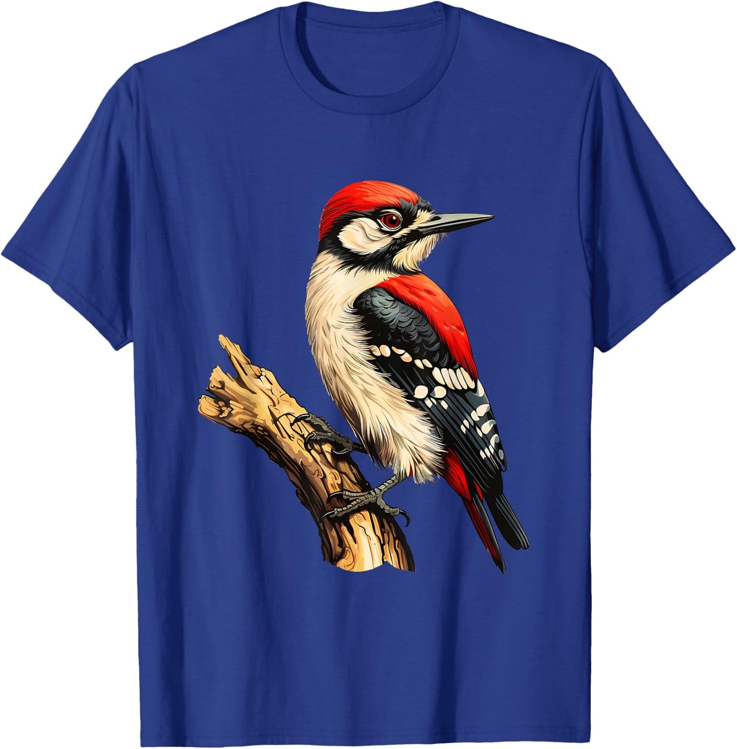 Woodpecker Wildlife Colorful Animal Art Portrait Nature T-Shirt - T-Shirt | Royal