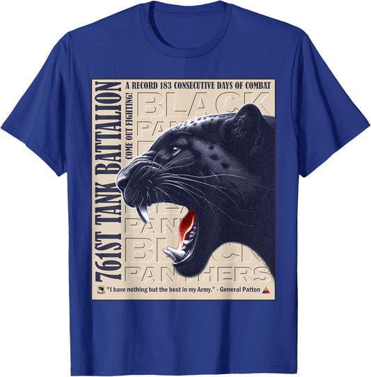 Black Panthers 761st Tank Battalion Legacy Design T-Shirt - T-Shirt | Royal