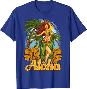 Aloha Hula Dance Hawaii Hawaiian Girl Dancer Vacation T-Shirt - T-Shirt | Royal
