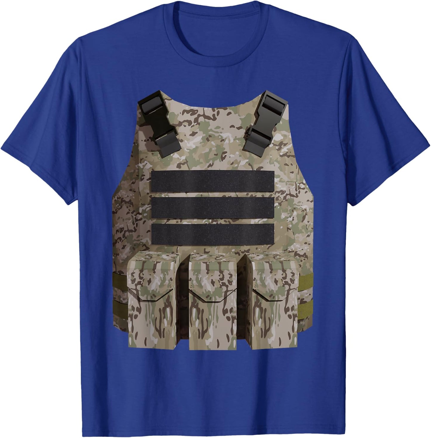 Faux Bulletproof Vest Gamer Costume Desert Camo version T-Shirt - T-Shirt | Royal