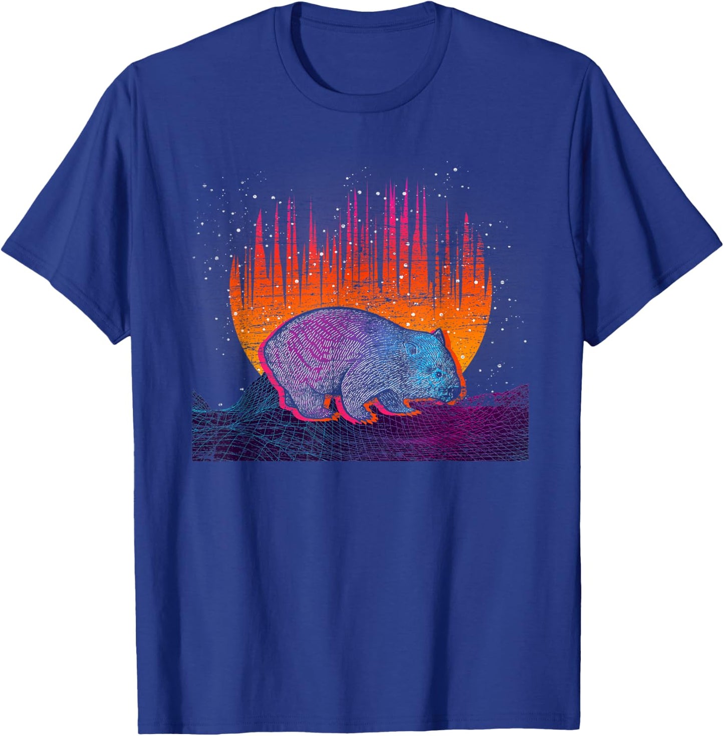 Backpacker Aussie Animal Outback Australia Vaporwave Wombat T-Shirt - T-Shirt | Royal