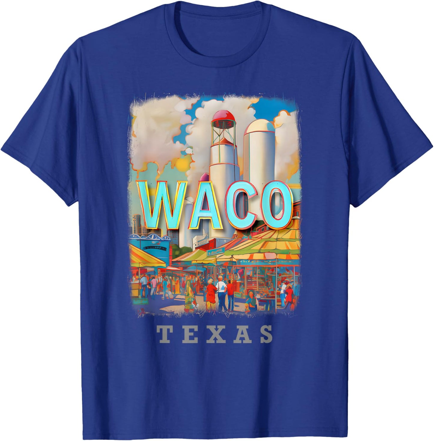 Waco Texas TX Magnolia Silos SD884 T-Shirt - T-Shirt | Royal
