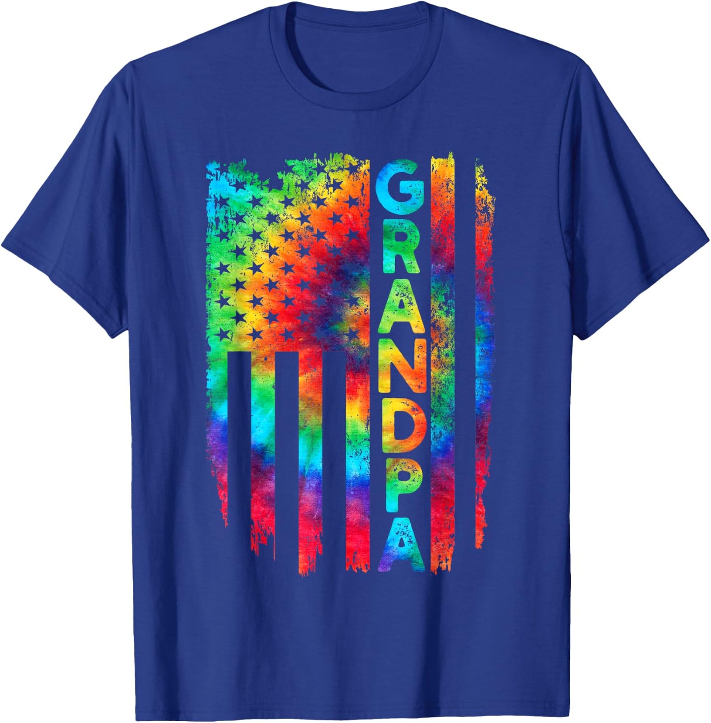 American Flag US Grandpa Tie Dye Father's Day 4th Of July Women Men T-Shirt - T-Shirt | Royal