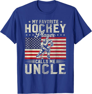 My Favorite Hockey Player Calls Me Uncle Fathers Day Vintage T-Shirt - T-Shirt | Royal