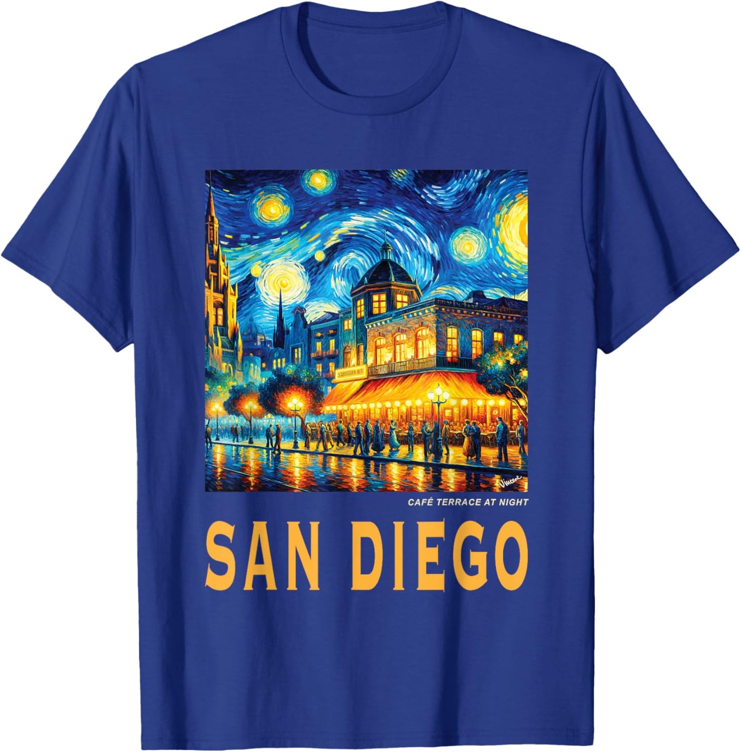 San Diego City California, Van Gogh Inspired T-Shirt - T-Shirt | Royal