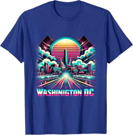 Washington DC Skyline Shirt 90s Retro US Capitol Souvenirs T-Shirt - T-Shirt | Royal