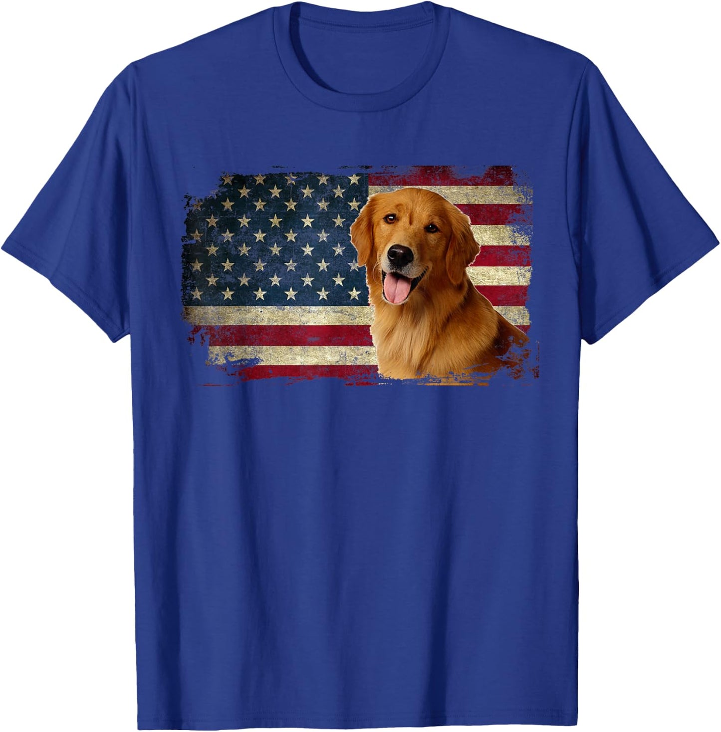 Golden Retriever American Flag Patriotic Dog Lover T-Shirt - T-Shirt | Royal