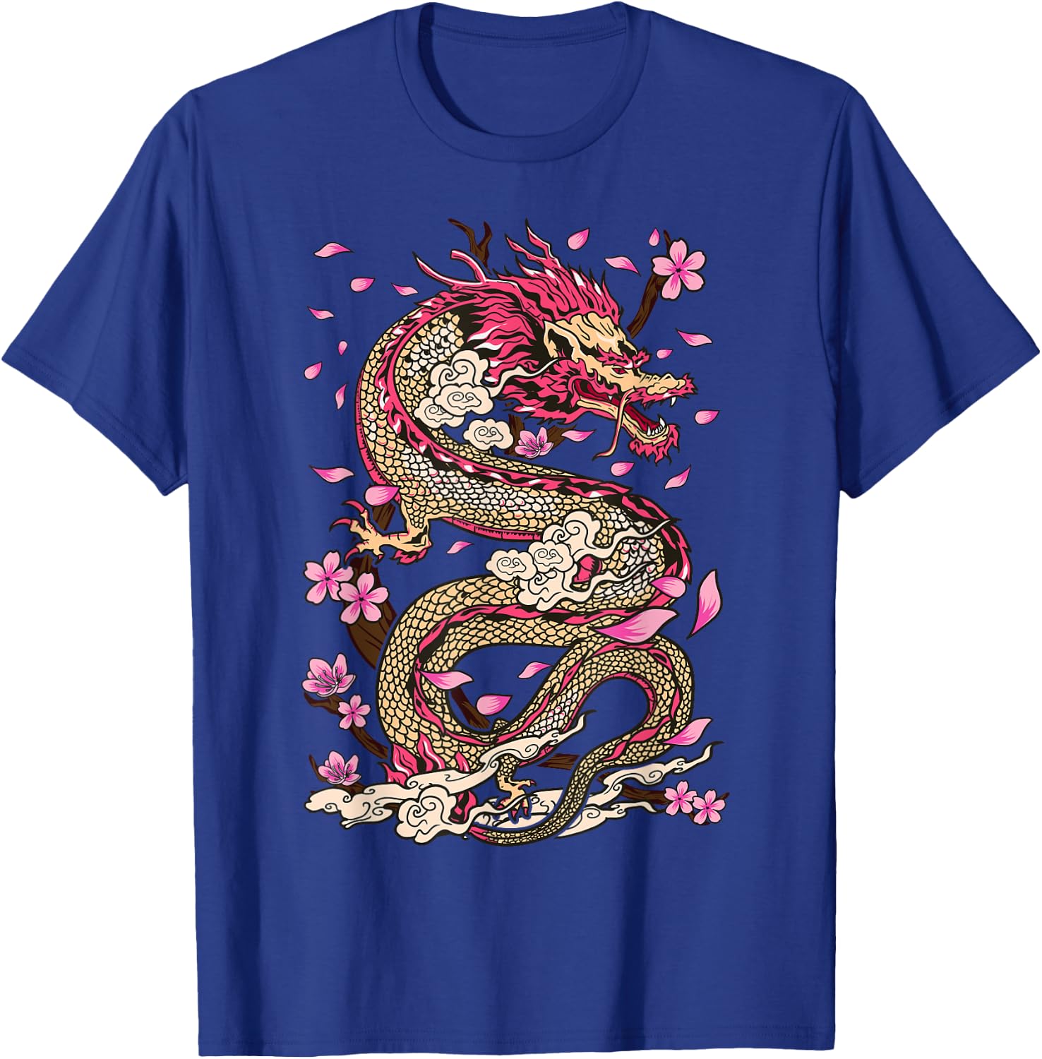 Dragon Japanese Mythology Sakura Japanese Dragon T-Shirt - T-Shirt | Royal
