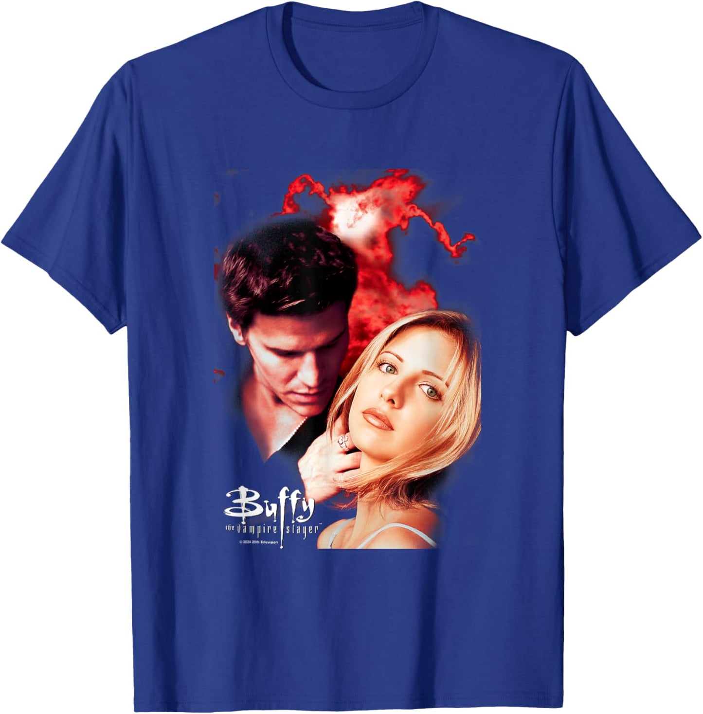 Buffy The Vampire Slayer Buffy & Angel Vintage Poster T-Shirt - T-Shirt | Royal