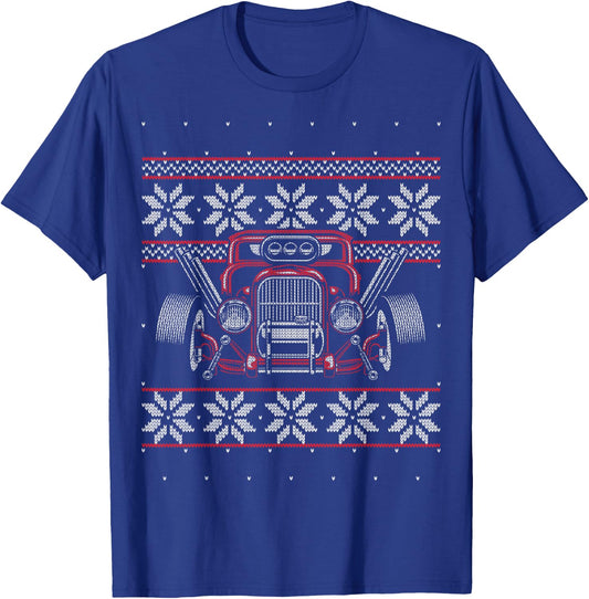 Classic Hot Rod Old Modified Rebuilt Car Guy Ugly Christmas T-Shirt - T-Shirt | Royal
