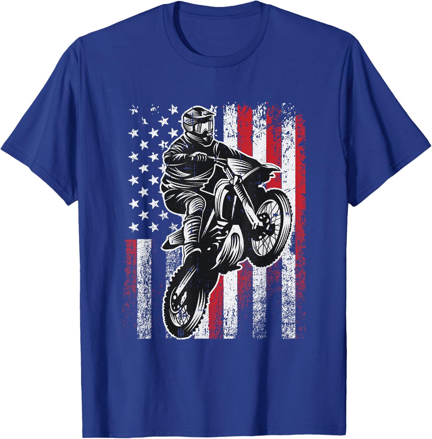 Motocross 4th Of July Cool Dirt-Bike American Flag Patriotic T-Shirt - T-Shirt | Royal