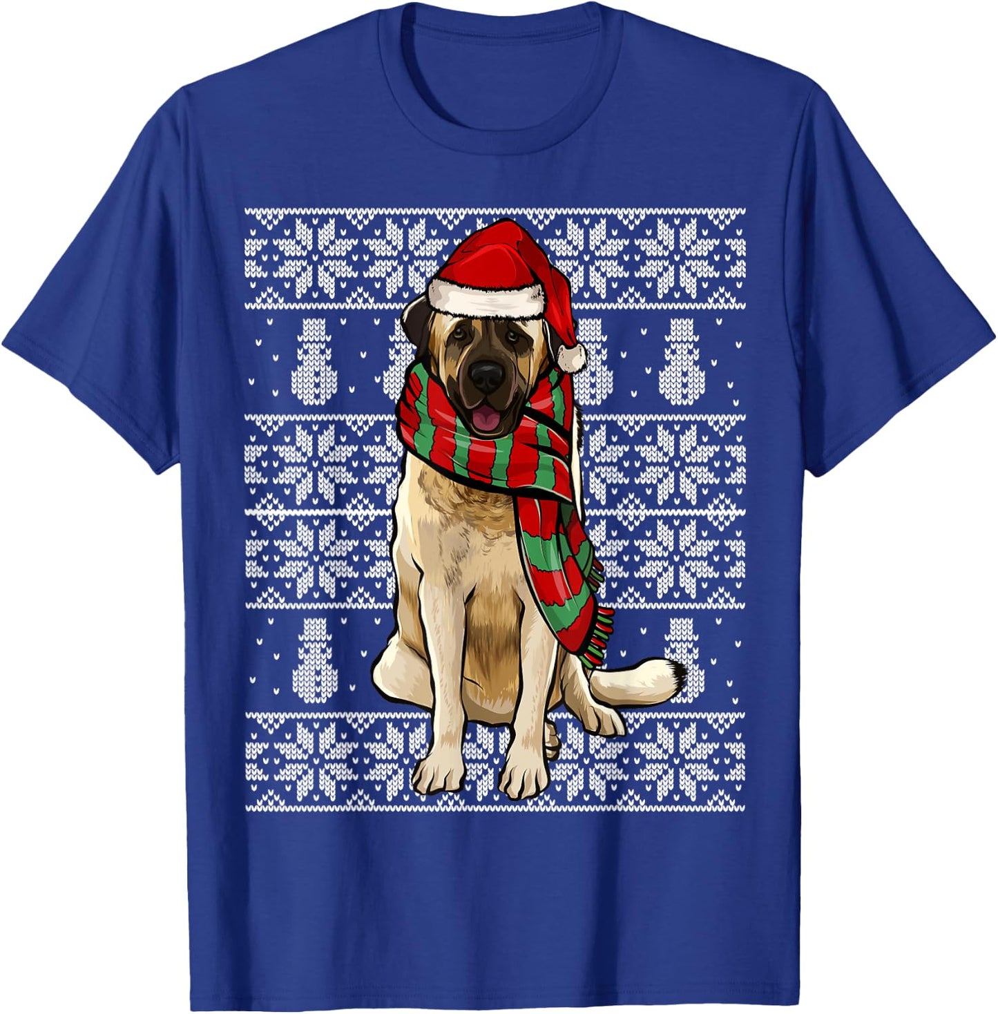 Santa Hat Xmas Anatolian Shepherd Dog Ugly Christmas T-Shirt - T-Shirt | Royal