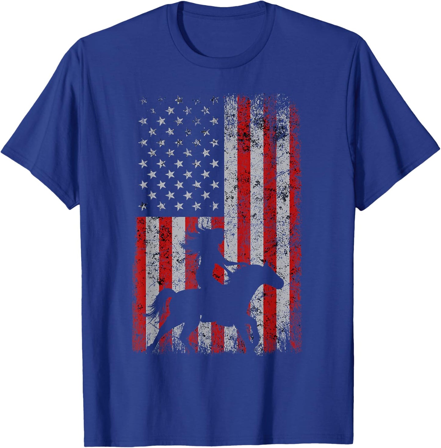 AMERICAN FLAG Cowboy Women Gift Horseback Equestrian Horse T-Shirt - T-Shirt | Royal