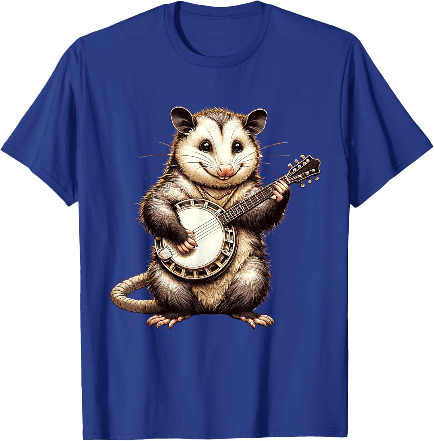 Possum Playing Banjo Opossum Guitar Music T-Shirt - T-Shirt | Royal