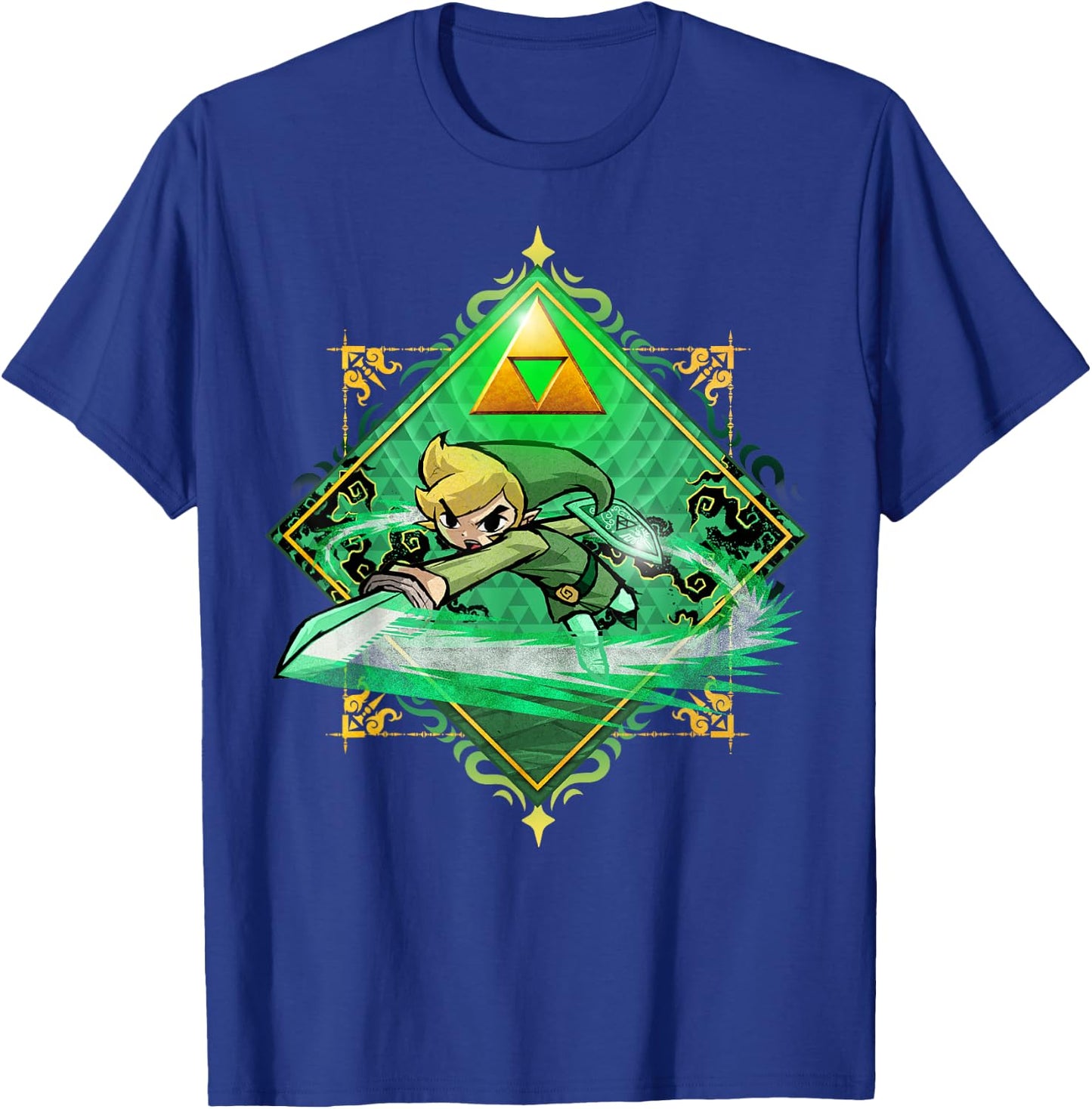 The Legend of Zelda: The Wind Waker Link Gold Sword Badge T-Shirt - T-Shirt | Royal