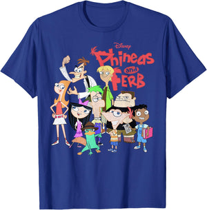 Disney Phineas and Ferb The Group Logo Small T-Shirt - T-Shirt | Royal