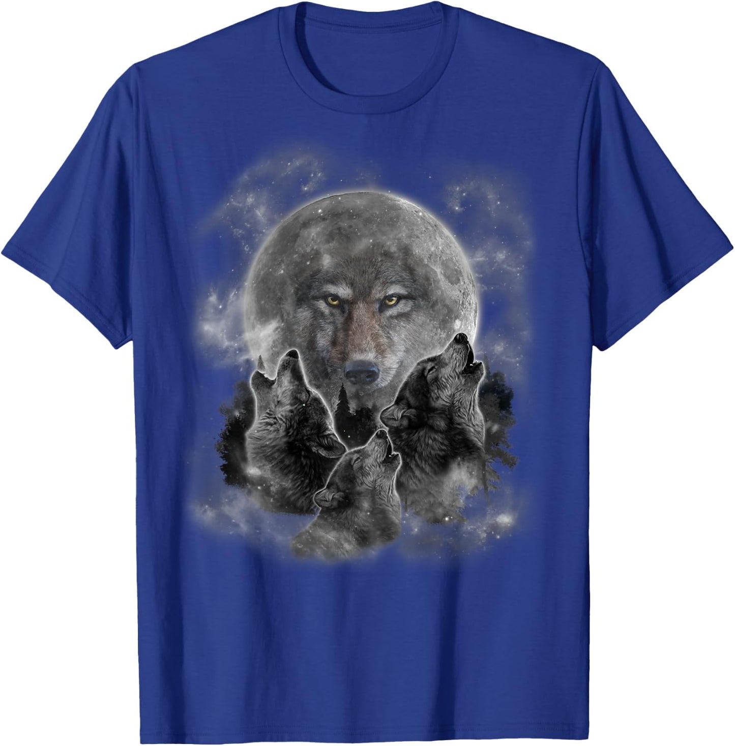 Grey Wolf Hunting Ground, Icy Moon, Forest, Galaxy T-Shirt - T-Shirt | Royal