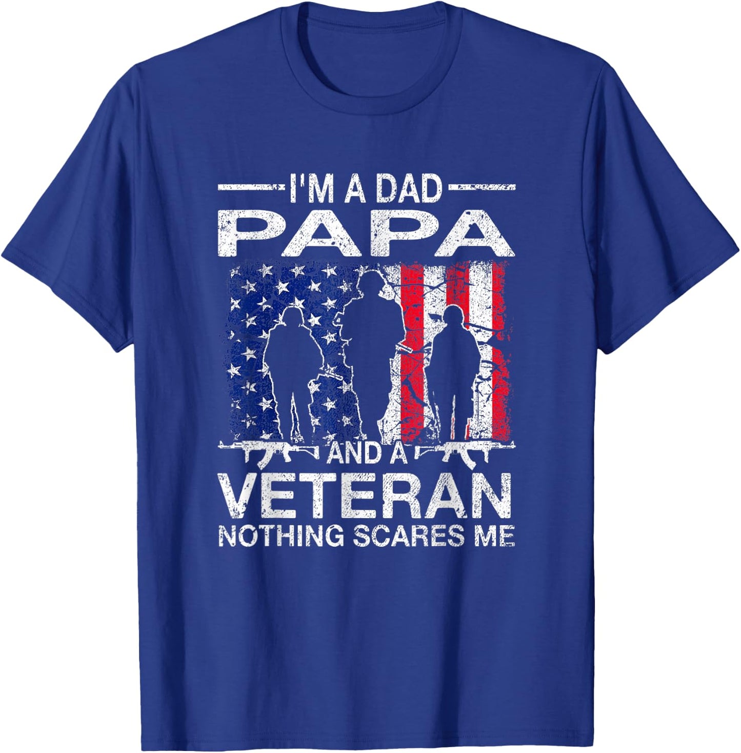 Papa and Veteran Military Fathers Day Gift Proud Army Dad T-Shirt - T-Shirt | Royal
