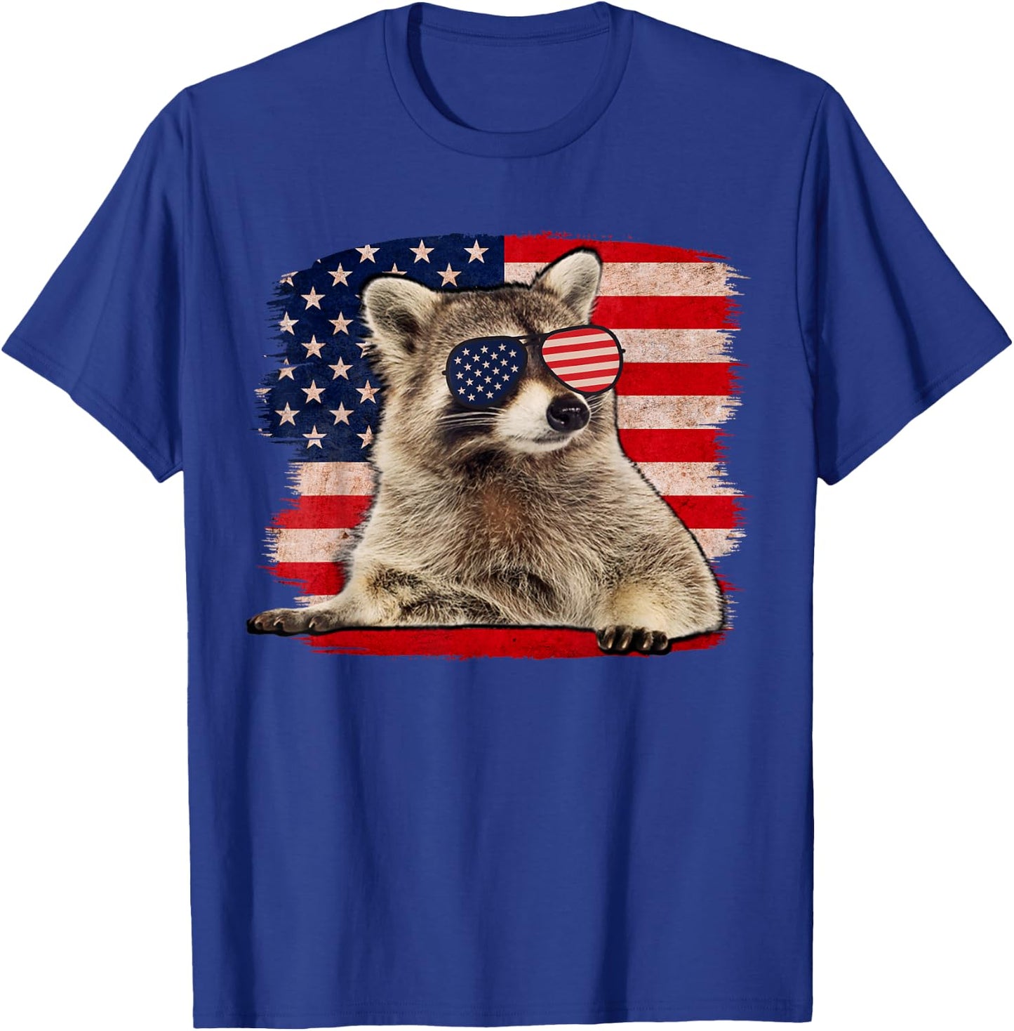 Raccoon 4th Of July American Flag Sunglasses Funny Raccoon T-Shirt - T-Shirt | Royal