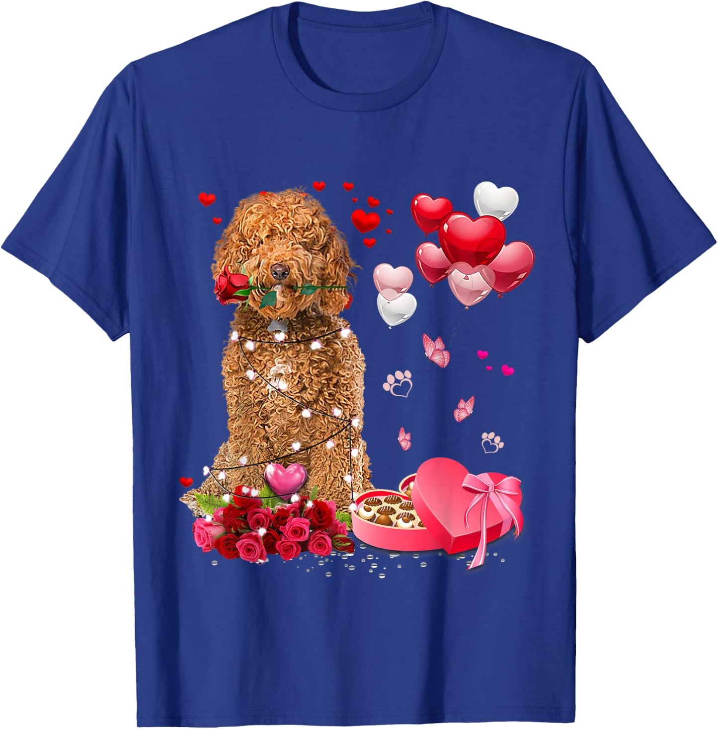 Funny Labradoodle Rose Heart Happy Valentine Day Dog Mom T-Shirt - T-Shirt | Royal