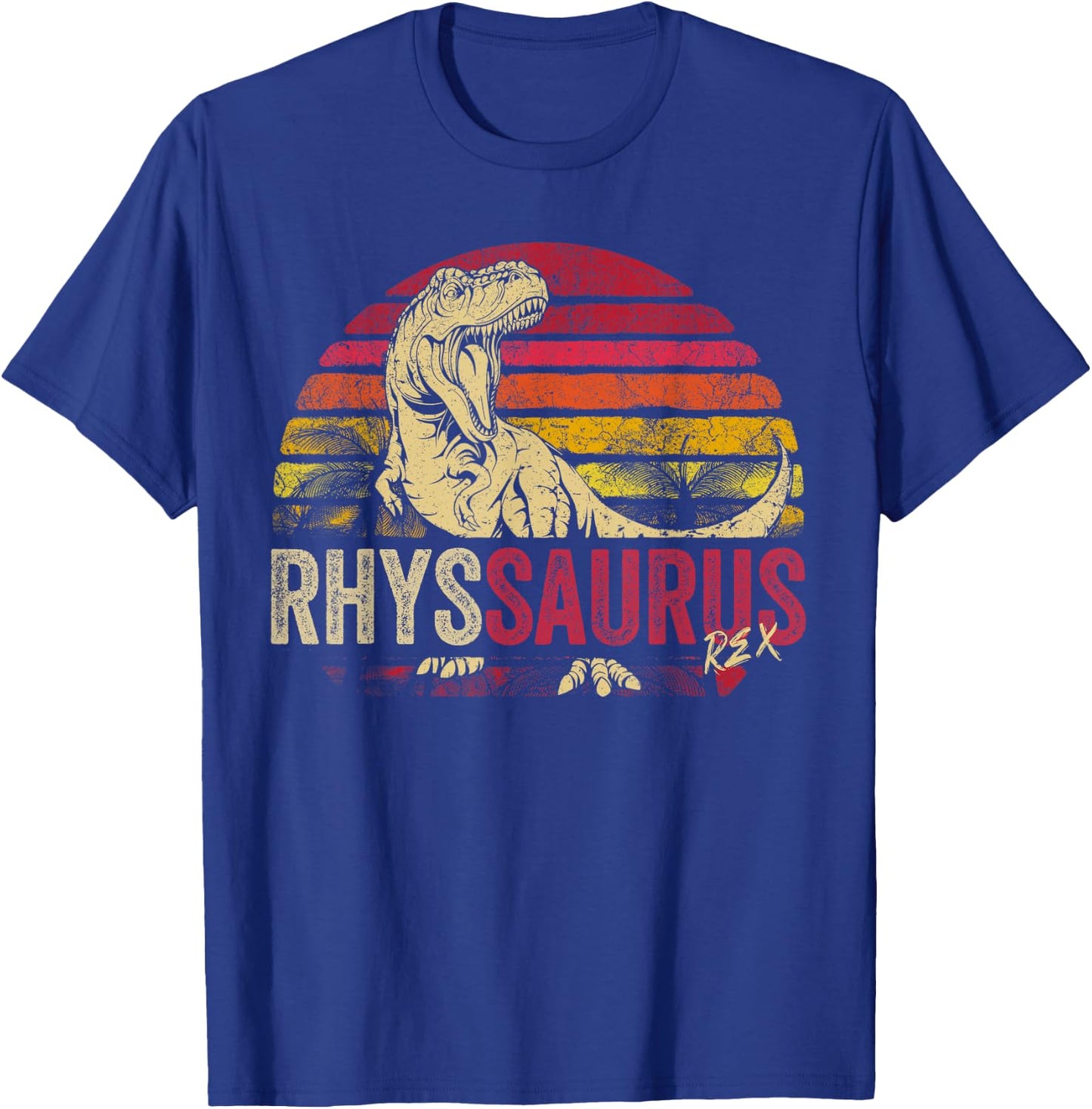 Rhys Saurus Funny Personalized Dinosaur T Rex Boys Name T-Shirt - T-Shirt | Royal