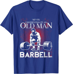 Old Man Barbell Powerlifting T-Shirt - T-Shirt | Royal