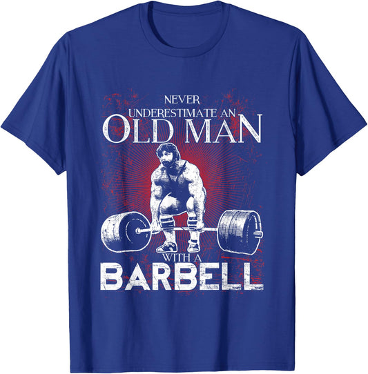 Old Man Barbell Powerlifting T-Shirt - T-Shirt | Royal