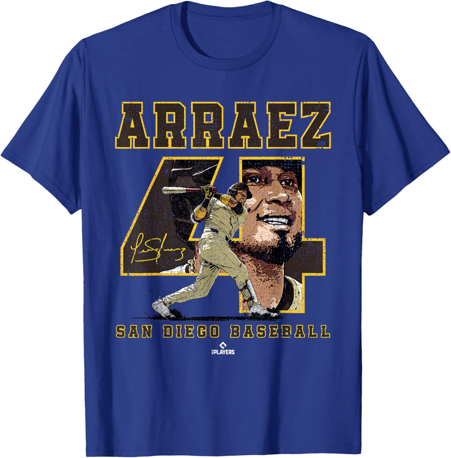 Number and Portrait Luis Arraez San Diego MLBPA T-Shirt - T-Shirt | Royal