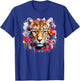 Colorful Leopard Portrait Flowers Floral Leopard Watercolor T-Shirt - T-Shirt | Royal